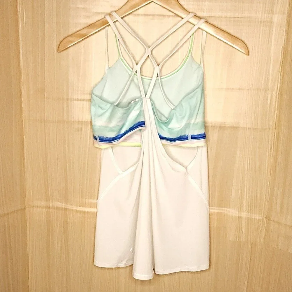 Ivivvo Girls White Tank Top Built-in Watercolor Sports Bra 14